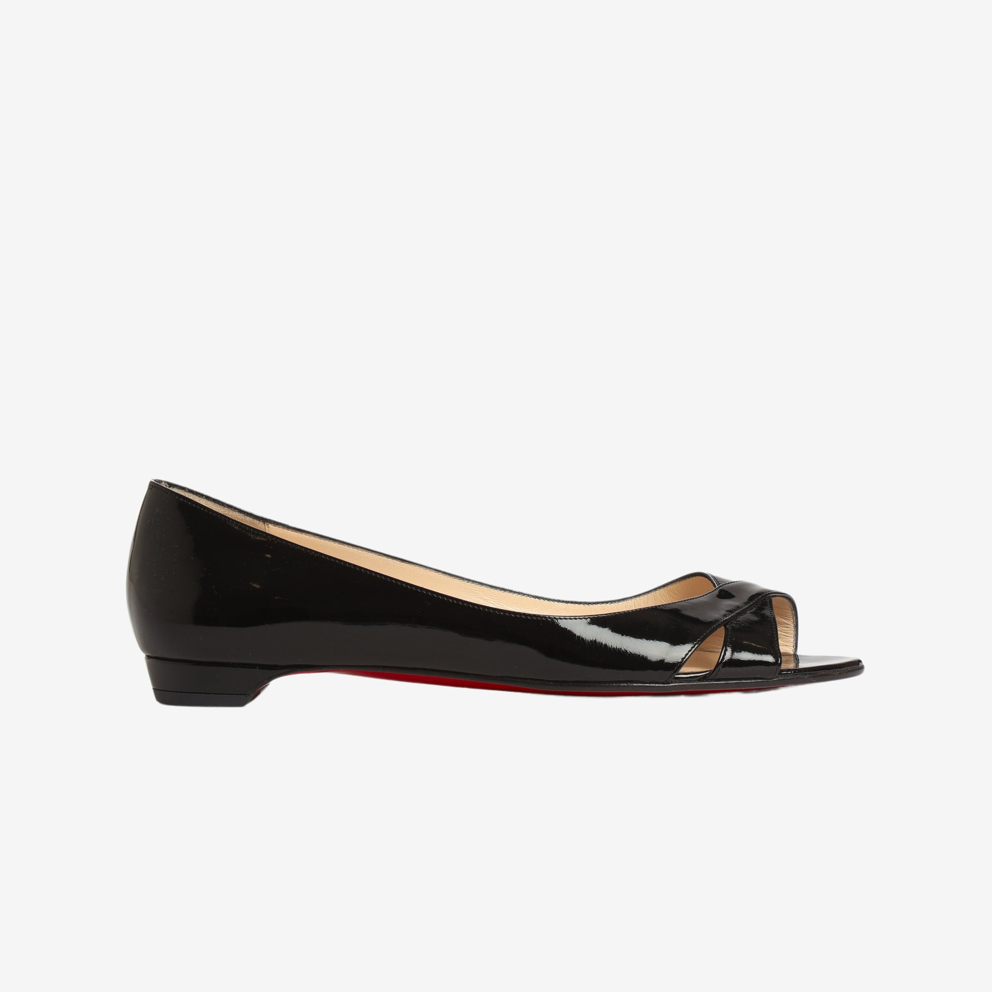 Patent Leather Peep-Toe Flats