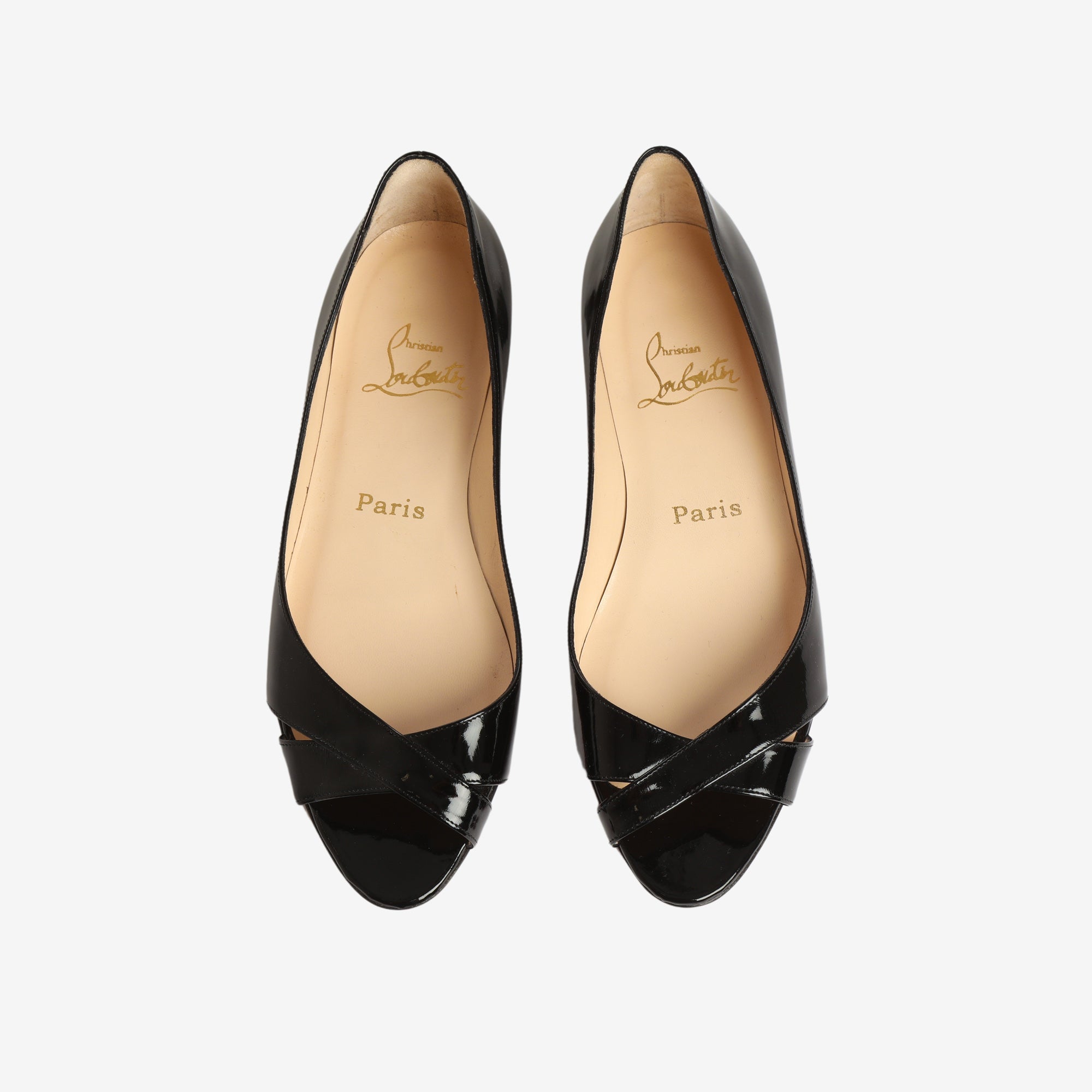 Patent Leather Peep-Toe Flats