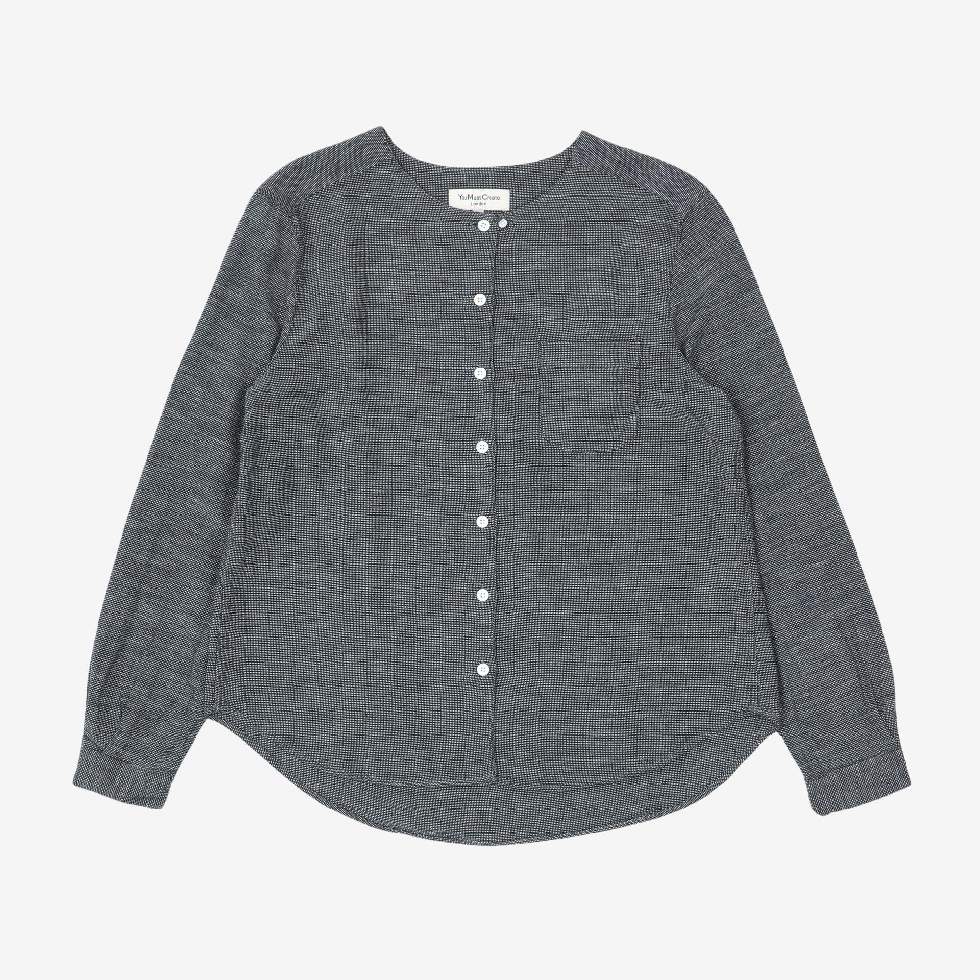 Collarless Cotton Shirt