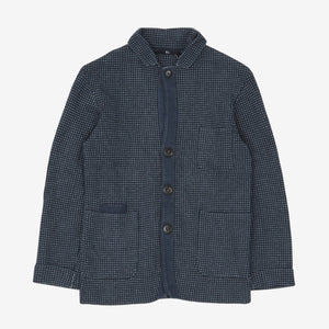 Indigo Dyed Knitted Collared Cardigan