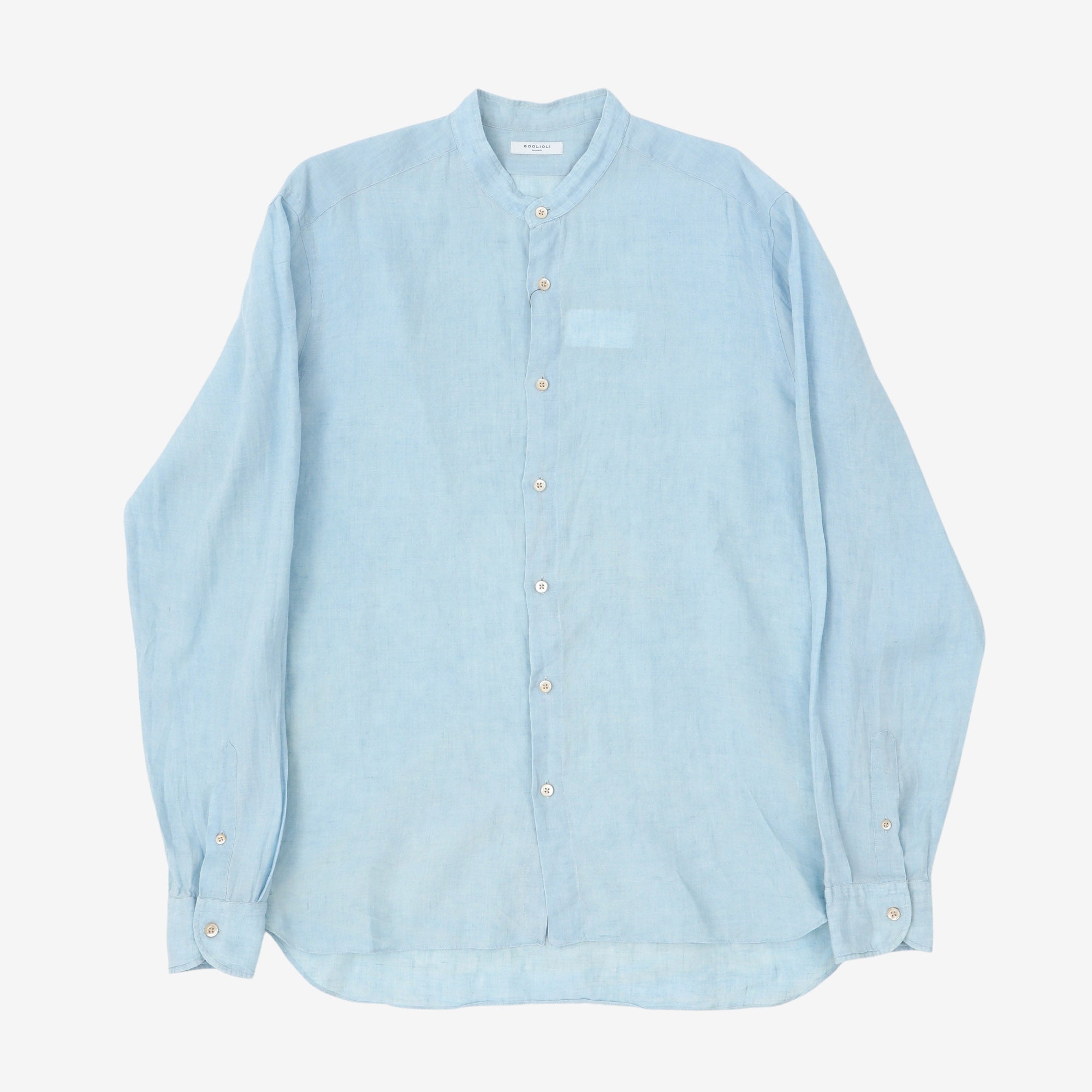 Collarless Linen Shirt