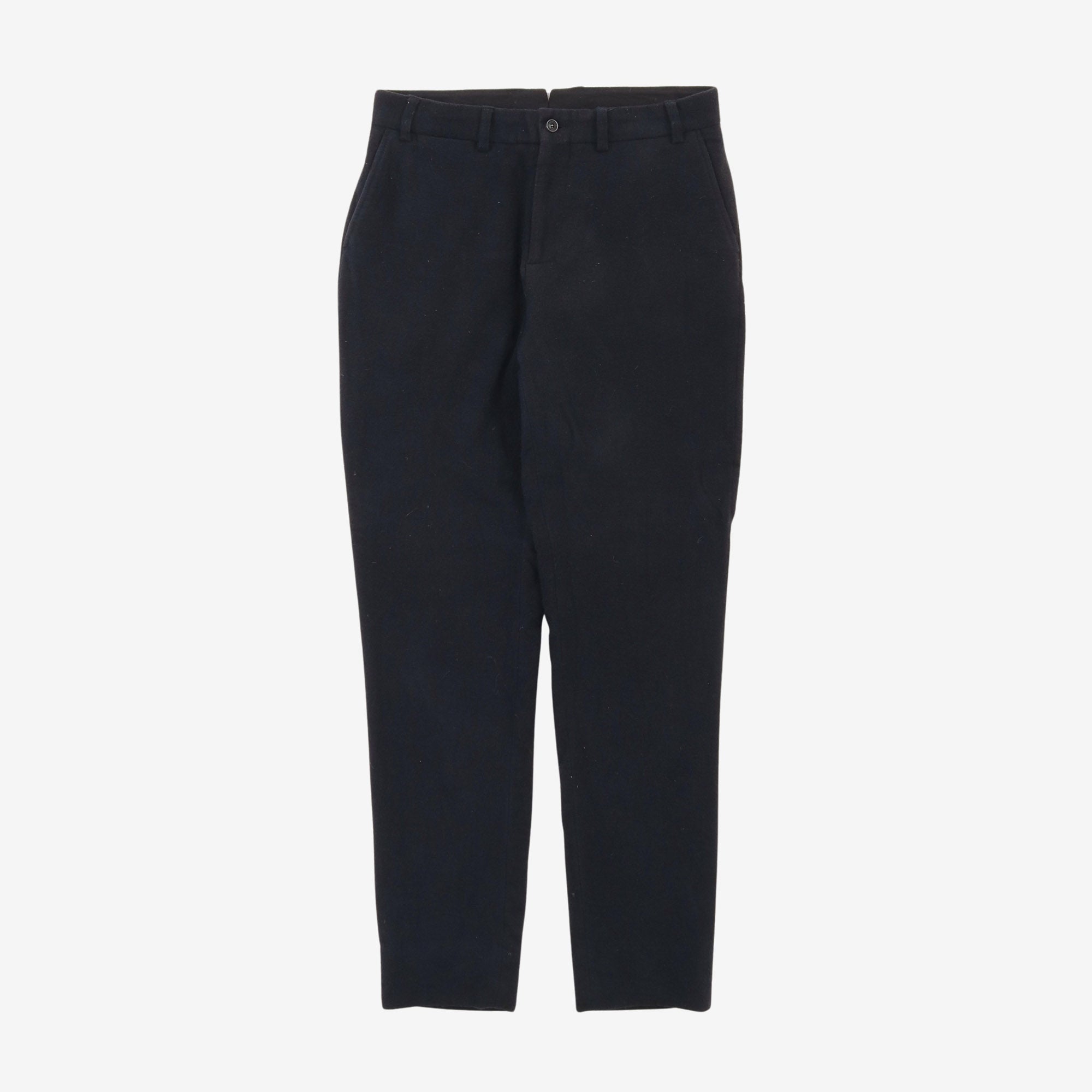 Black Peeled Flannel Trousers