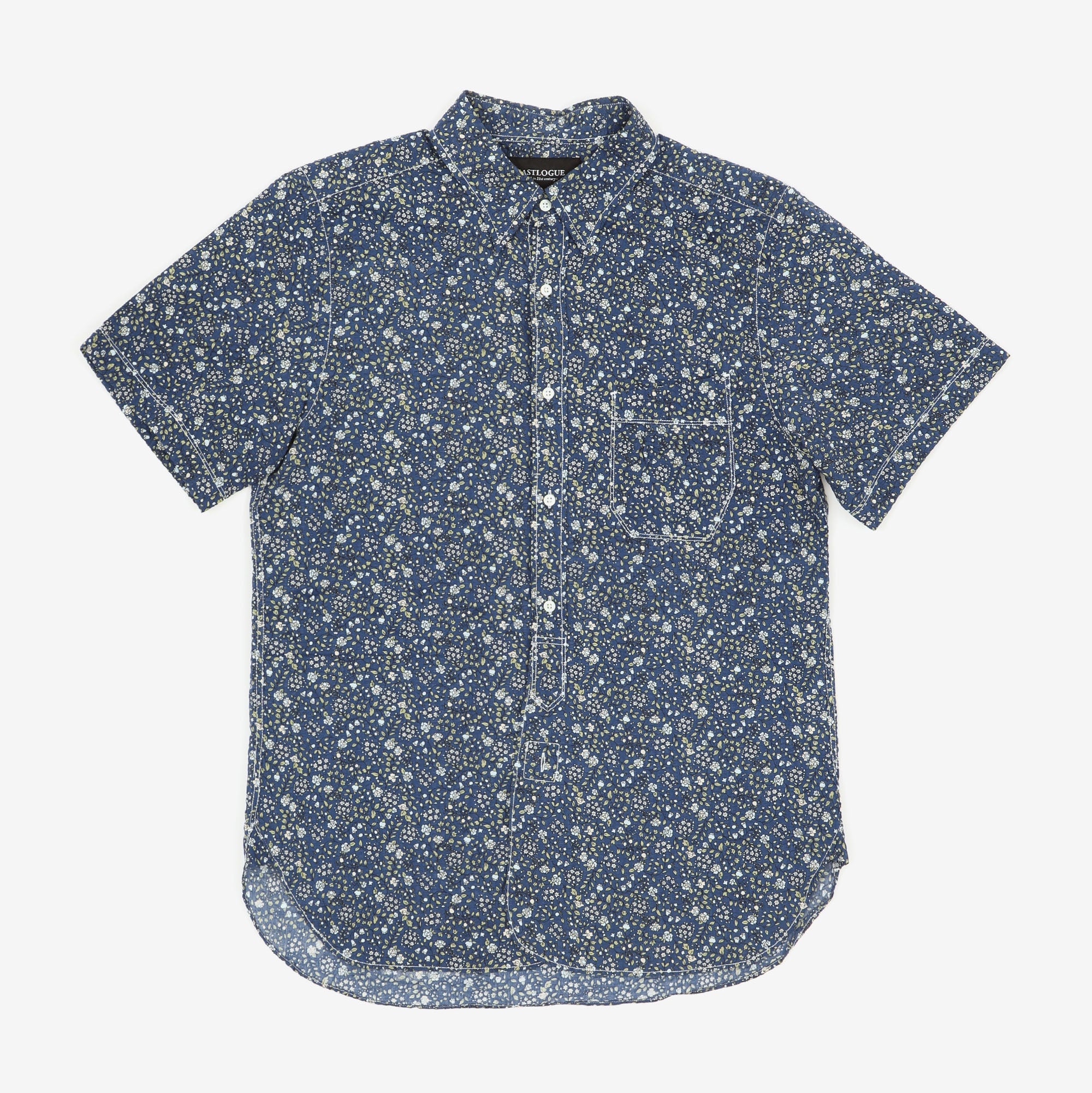 Short Sleeve Seersucker Floral Print Shirt