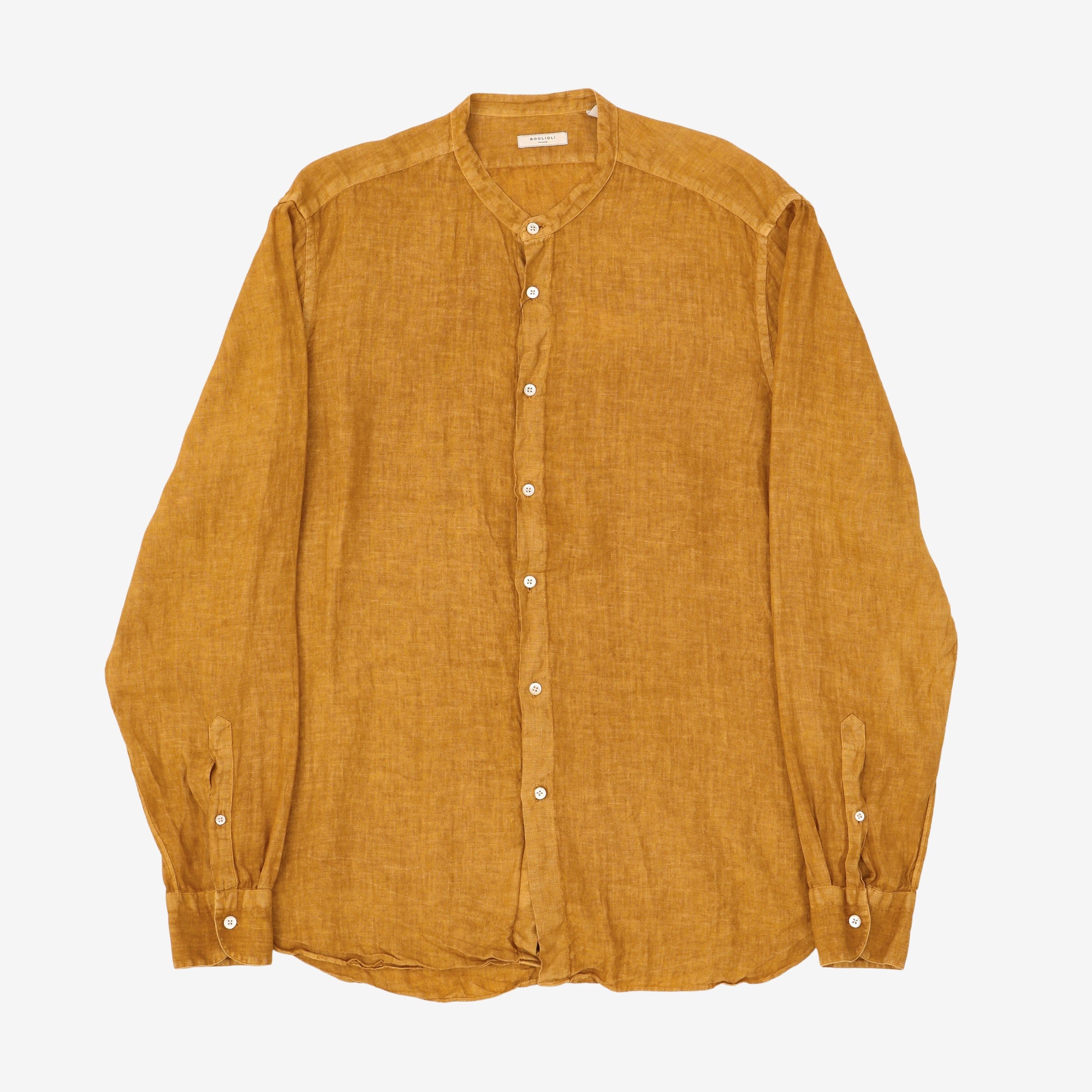 Linen Collarless Shirt